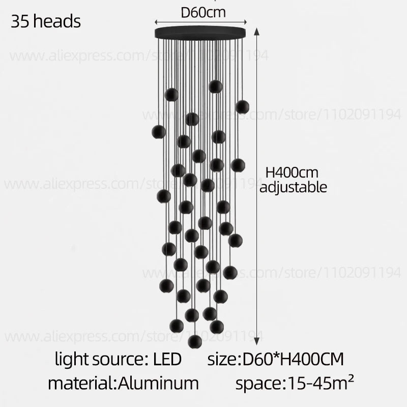 Moderner runder LED-Pendelleuchter – Treppenhausleuchte mit mehreren Leuchten