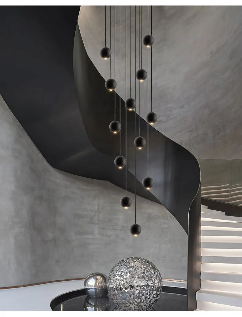 Moderner runder LED-Pendelleuchter – Treppenhausleuchte mit mehreren Leuchten