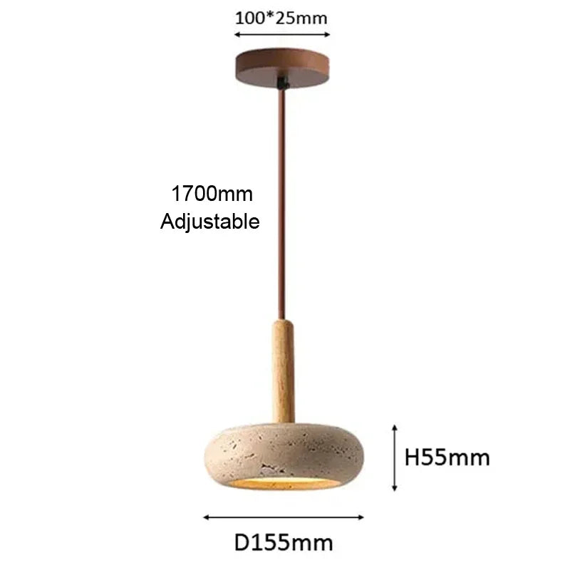 Wabi Sabi Stein-Pendelleuchte – Runder LED-Kronleuchter für Ess- und Wohnzimmer