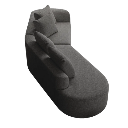 Luxury Dark Gray Chenille Cloud Sofa - 4-Seater Curved Sectional Couch