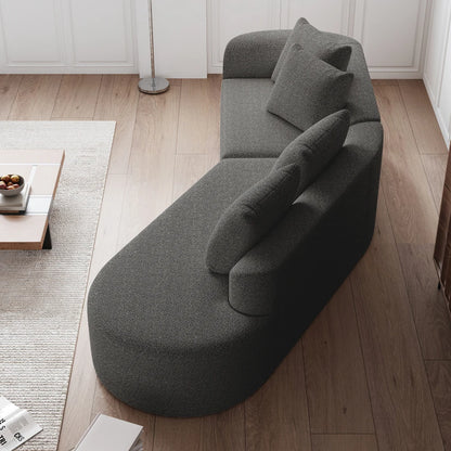 Luxury Dark Gray Chenille Cloud Sofa - 4-Seater Curved Sectional Couch