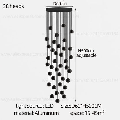 Moderner runder LED-Pendelleuchter – Treppenhausleuchte mit mehreren Leuchten