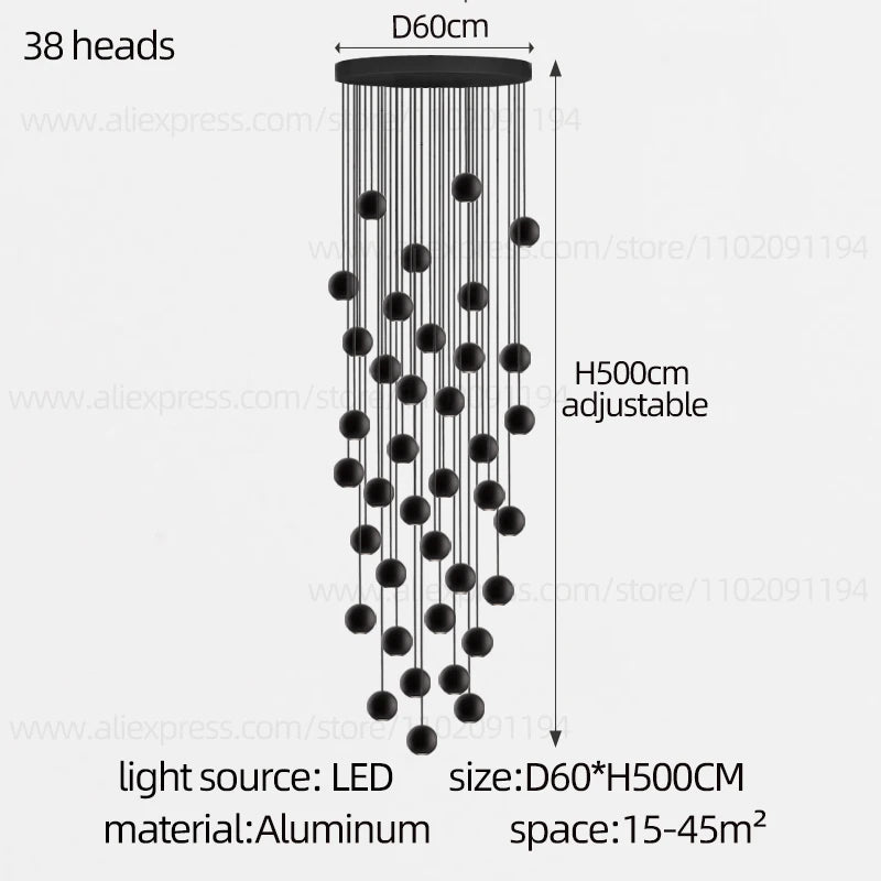Moderner runder LED-Pendelleuchter – Treppenhausleuchte mit mehreren Leuchten