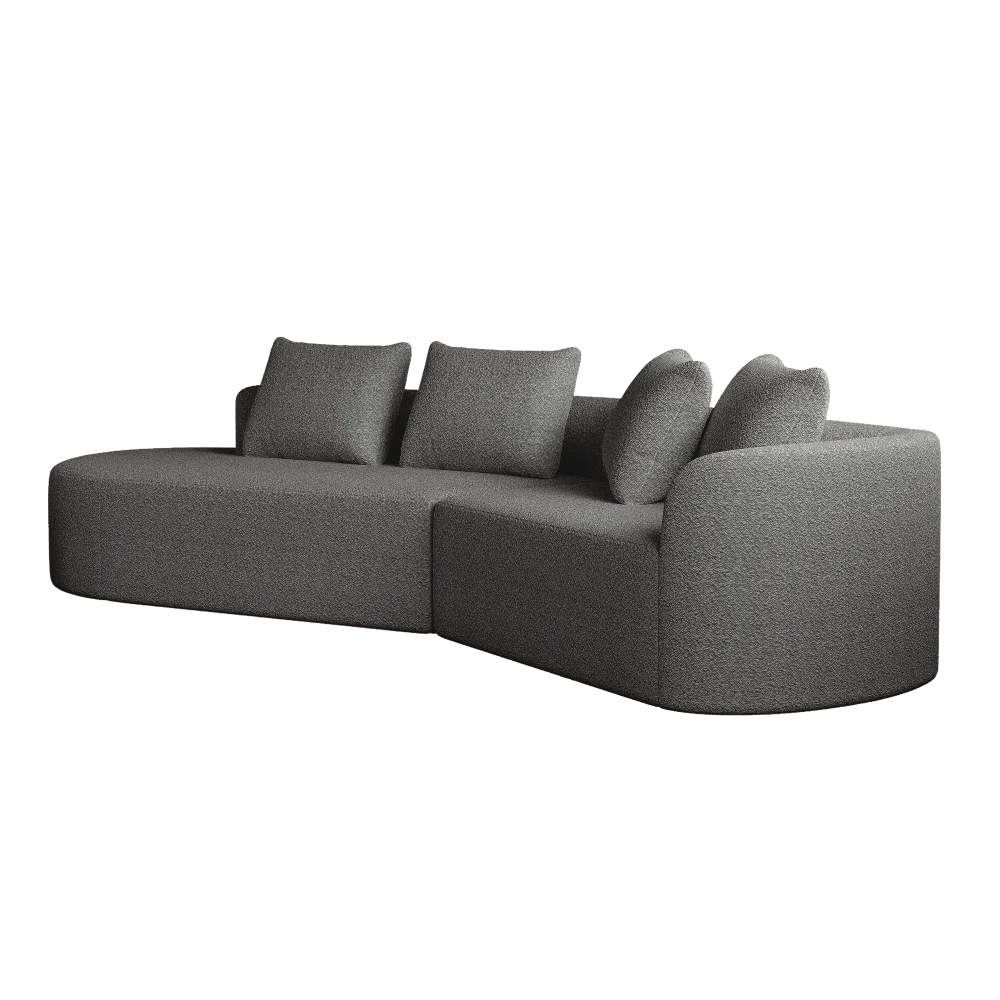 Luxury Dark Gray Chenille Cloud Sofa - 4-Seater Curved Sectional Couch