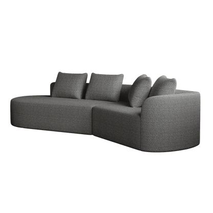Luxury Dark Gray Chenille Cloud Sofa - 4-Seater Curved Sectional Couch