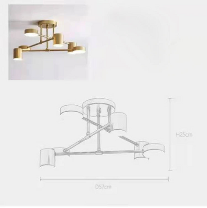 Modern Industrial Ceiling Light - 6-Light Metal Fixture