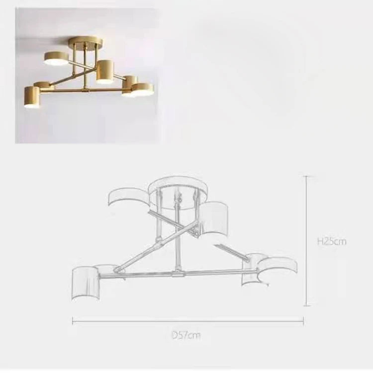 Modern Industrial Ceiling Light - 6-Light Metal Fixture