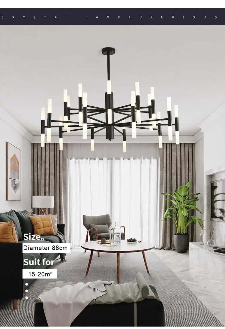 Moderne Nordic Design LED Hanglamp - G4 Kroonluchter Zwart/Goud