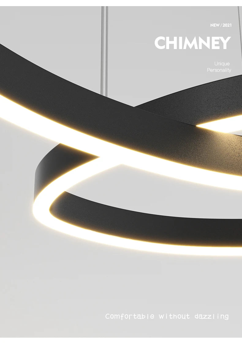LED Ring Chandelier - Modern Pendant Light for Living Room, Bedroom & Dining Room
