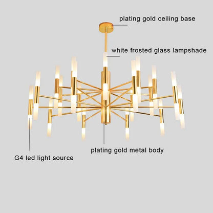 Moderne Nordic Design LED Hanglamp - G4 Kroonluchter Zwart/Goud
