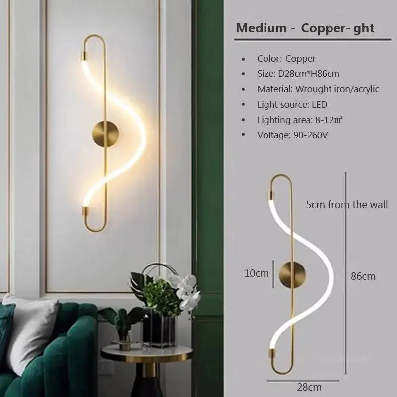 Modern LED Wall Lamp – Gold Aluminum Sconce