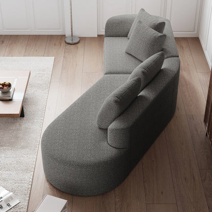 Luxury Dark Gray Chenille Cloud Sofa - 4-Seater Curved Sectional Couch