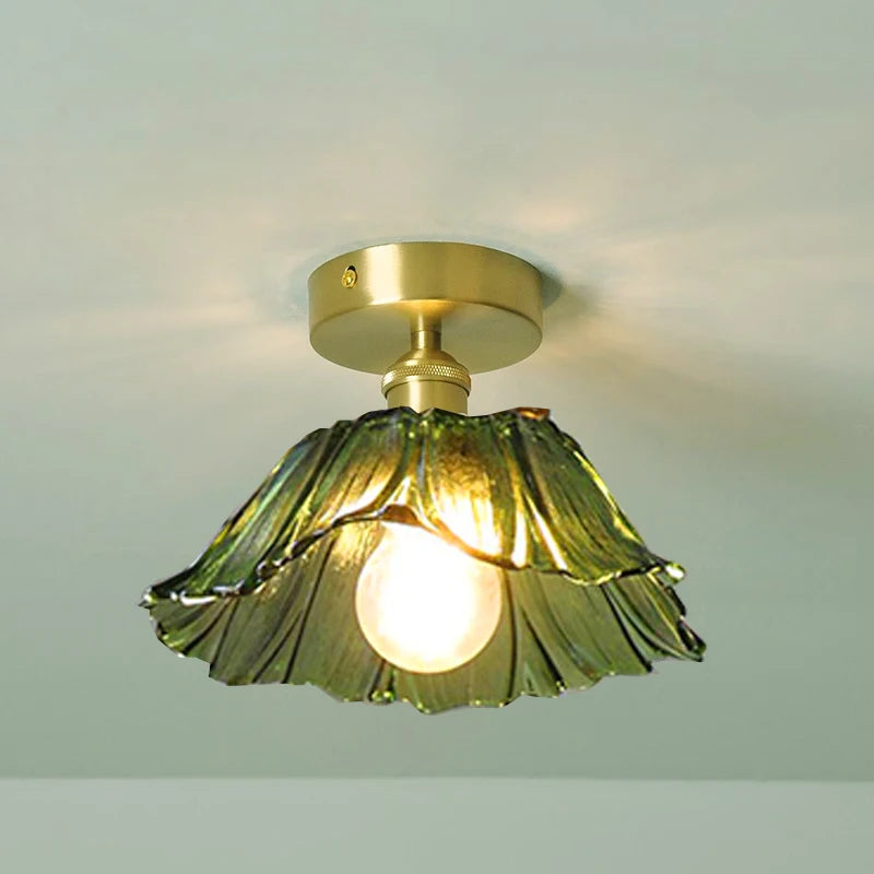 Flower Glass Pendant Lamp - Copper Ceiling Chandelier