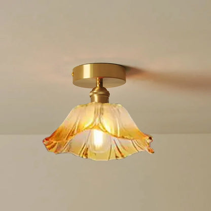 Flower Glass Pendant Lamp - Copper Ceiling Chandelier
