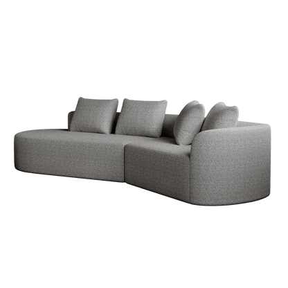 Luxury Dark Gray Chenille Cloud Sofa - 4-Seater Curved Sectional Couch