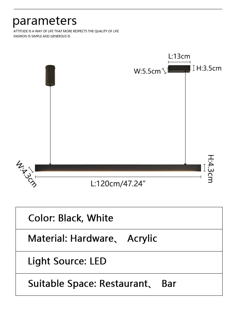 Moderner linearer LED-Kronleuchter – Minimalistische Pendelleuchte für Kücheninsel und Esszimmer