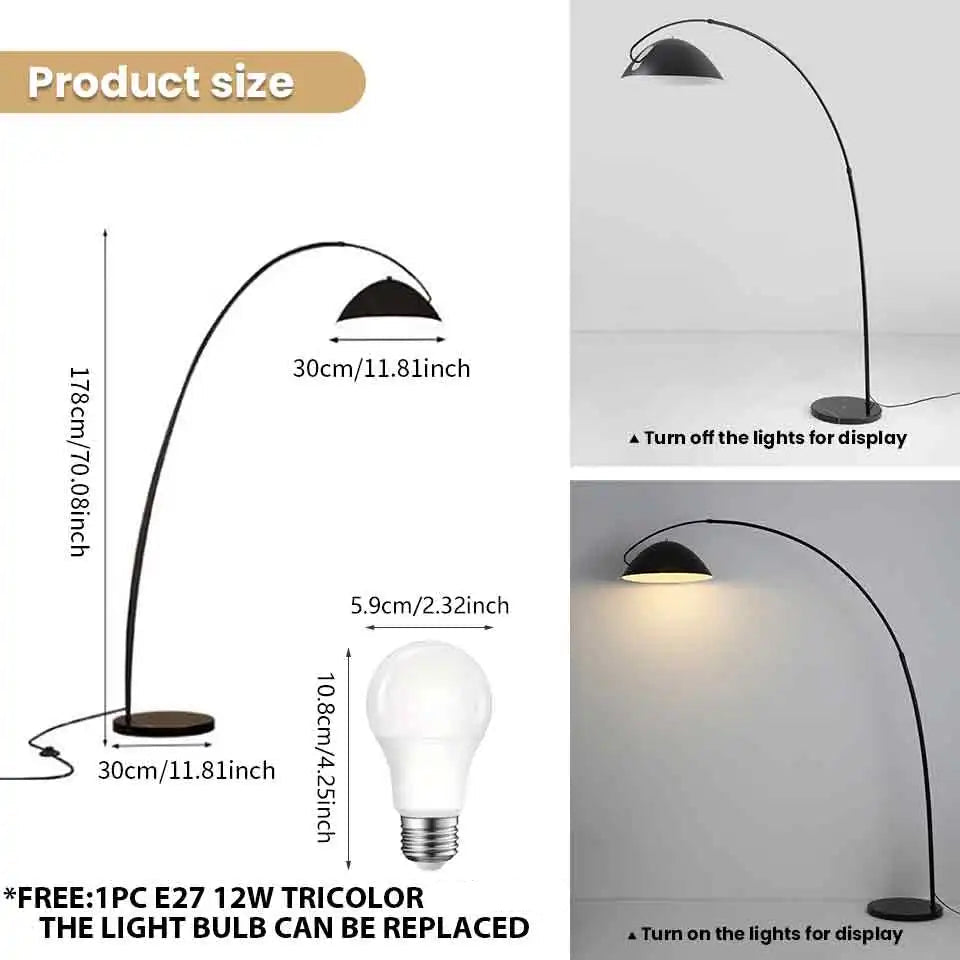 Moderne skandinavische LED-Stehlampe – dreifarbige, dimmbare Angelruten-Optik