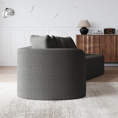 Luxury Dark Gray Chenille Cloud Sofa - 4-Seater Curved Sectional Couch