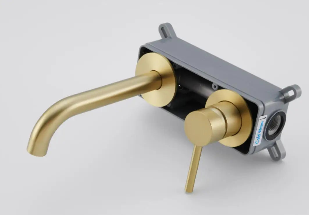 Stainless Steel Bathroom Faucet - Wall Mount Mixer Tap with Hot & Cold Water