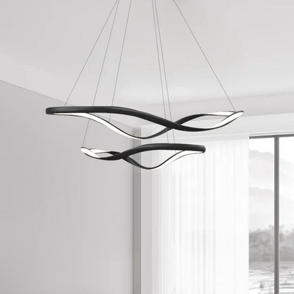 Modern Wavy Ring LED Pendant Light - Circular Designer Chandelier