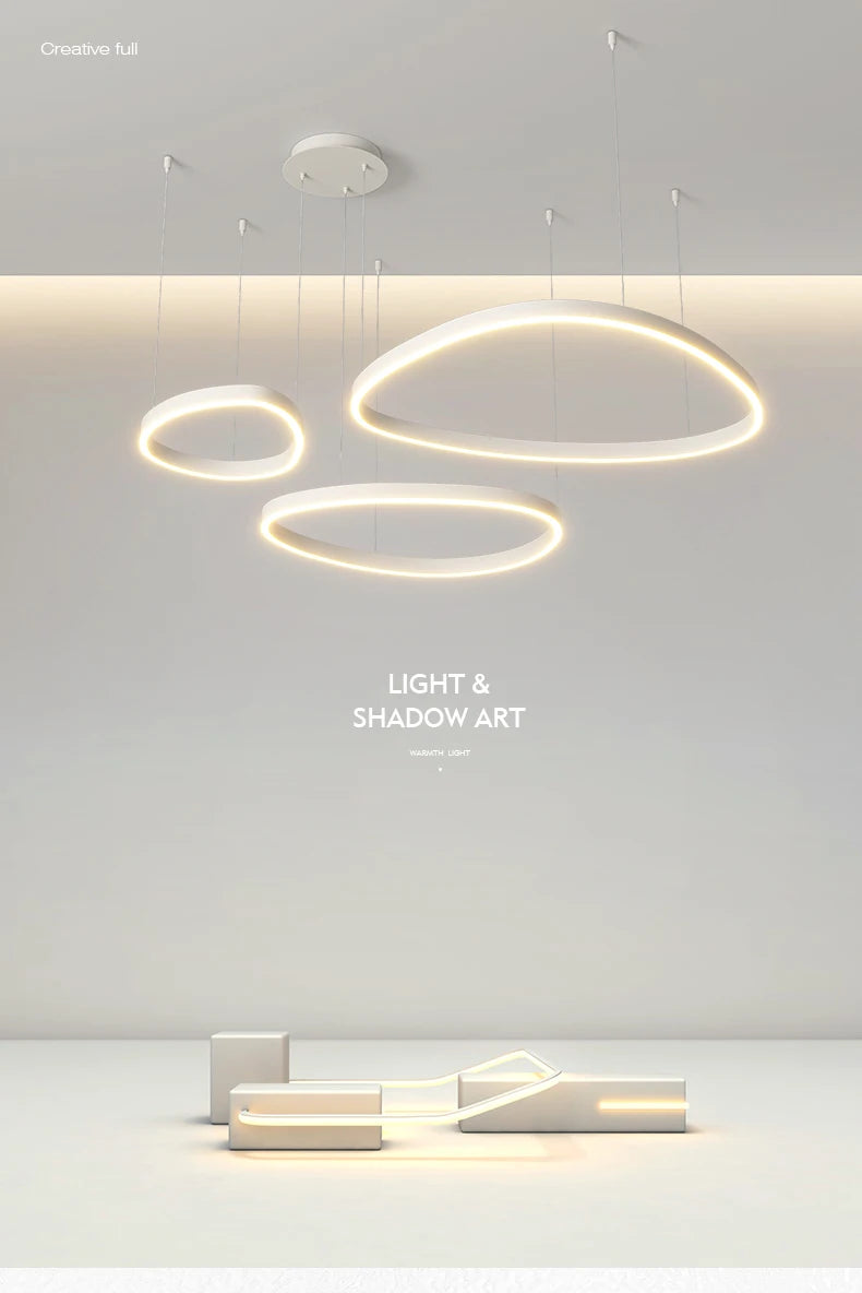 LED Ring Chandelier - Modern Pendant Light for Living Room, Bedroom & Dining Room