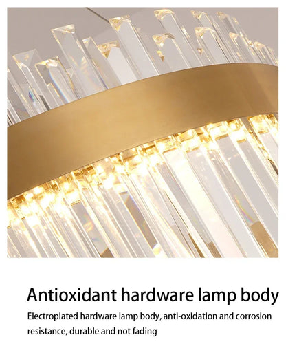 Luxuriöser Kristalllüster – Nordisch-moderne goldene Pendelleuchte für Wohn- und Esszimmer