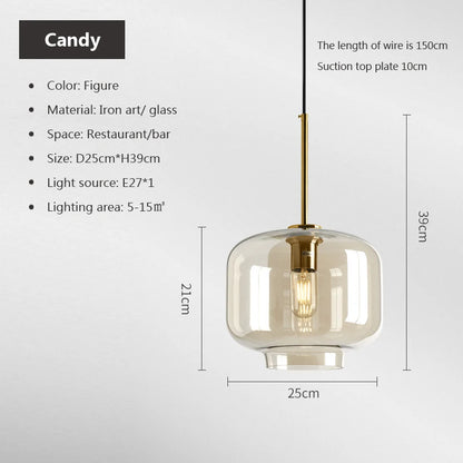 Nordic Loft Glass Stone Pendant Light - Industrial Design