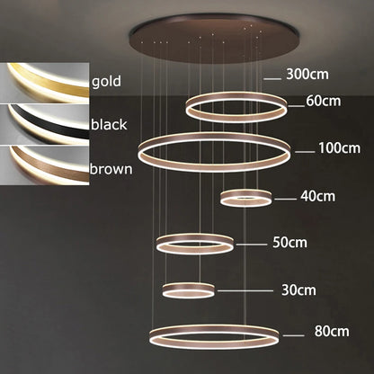 Modern LED Ring Chandelier - Multi-Tier Pendant Light
