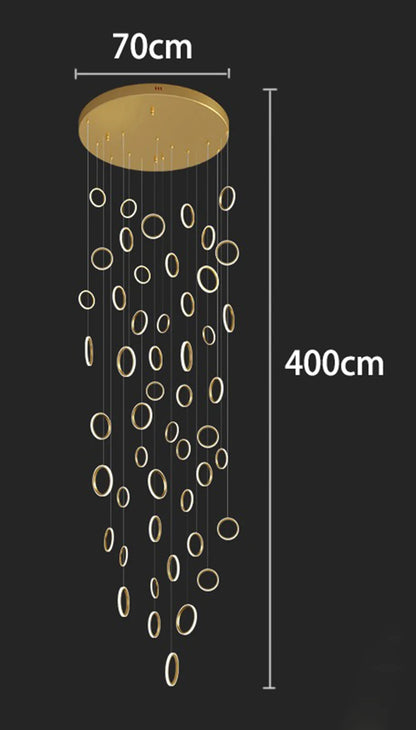 Stairwell Chandelier Crystal Ring - Modern for Staircase & High Ceilings