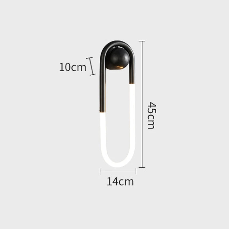 U-vormige led-wandlamp – Art-decodesign | Koper of zwart