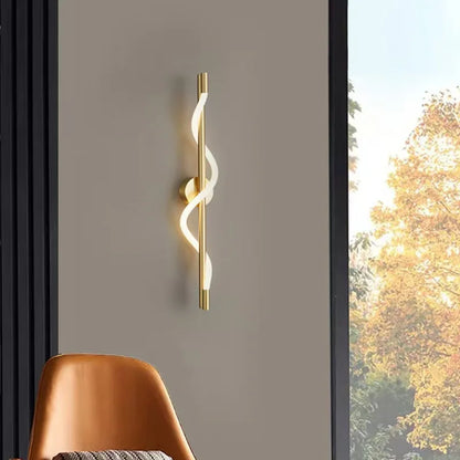 LED Spiral Wall Lamp – Modern Black & Gold Sconce | Bedroom, Living Room, Hallway