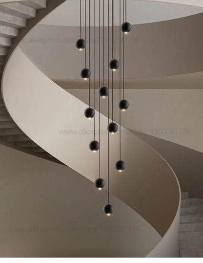 Moderner runder LED-Pendelleuchter – Treppenhausleuchte mit mehreren Leuchten