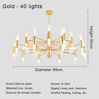 Moderne Nordic Design LED Hanglamp - G4 Kroonluchter Zwart/Goud
