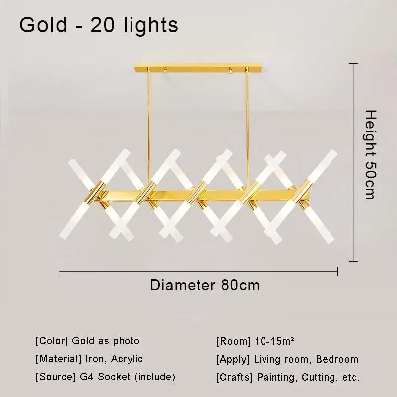 Moderne Nordic Design LED Hanglamp - G4 Kroonluchter Zwart/Goud