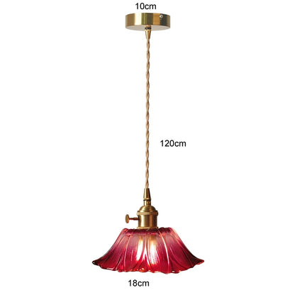 Flower Glass Pendant Lamp - Copper Ceiling Chandelier