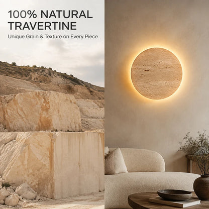 Runde LED-Wandleuchte – Wabi-Sabi-Nachttischleuchte