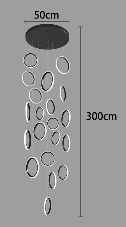 Stairwell Chandelier Crystal Ring - Modern for Staircase & High Ceilings