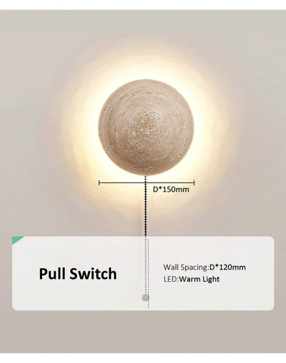 Nordic Limestone Wall Lamp - Natural Stone LED Light for Bedroom & Corridor