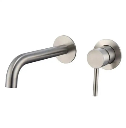 Stainless Steel Bathroom Faucet - Wall Mount Mixer Tap with Hot & Cold Water