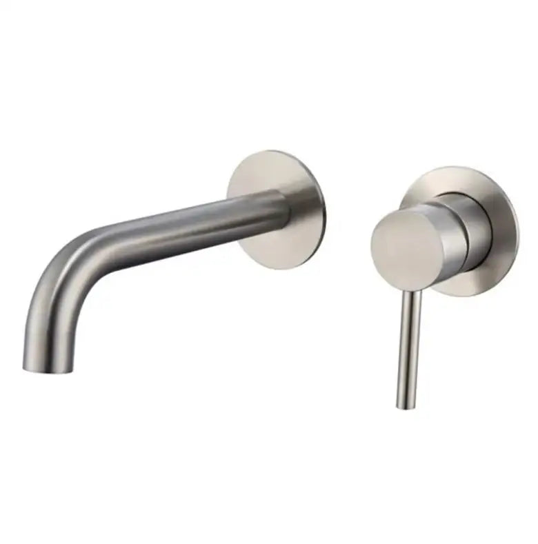 Stainless Steel Bathroom Faucet - Wall Mount Mixer Tap with Hot & Cold Water