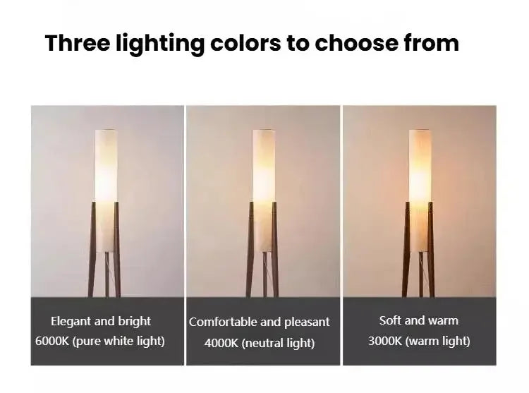 Japanese Retro Solid Wood Floor Lamp - Fabric Lampshade Standing Light