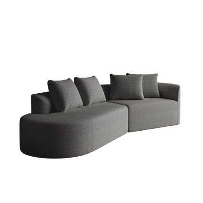 Luxury Dark Gray Chenille Cloud Sofa - 4-Seater Curved Sectional Couch