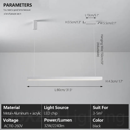 Moderner linearer LED-Kronleuchter – Minimalistische Pendelleuchte für Kücheninsel und Esszimmer