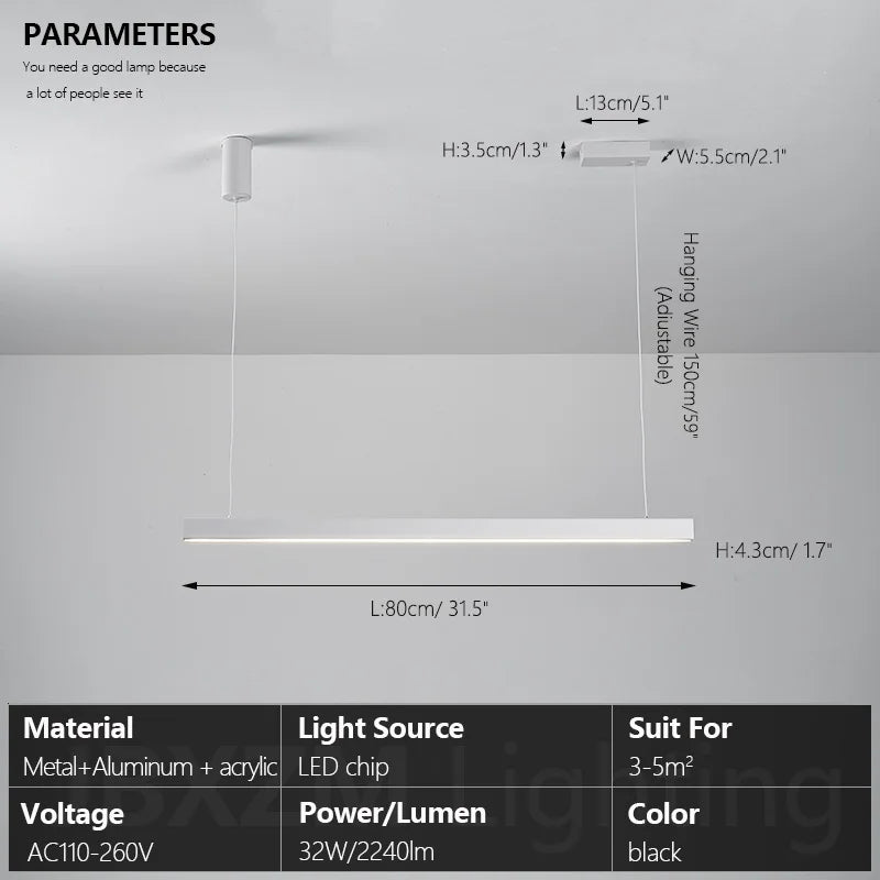 Moderner linearer LED-Kronleuchter – Minimalistische Pendelleuchte für Kücheninsel und Esszimmer