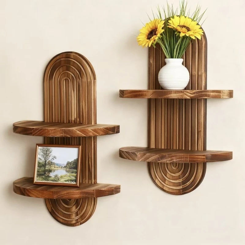 Boho-Wandregal aus Holz