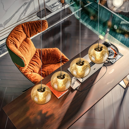 Modern Glass Pendant Light - Adjustable Height Dining Table Chandelier