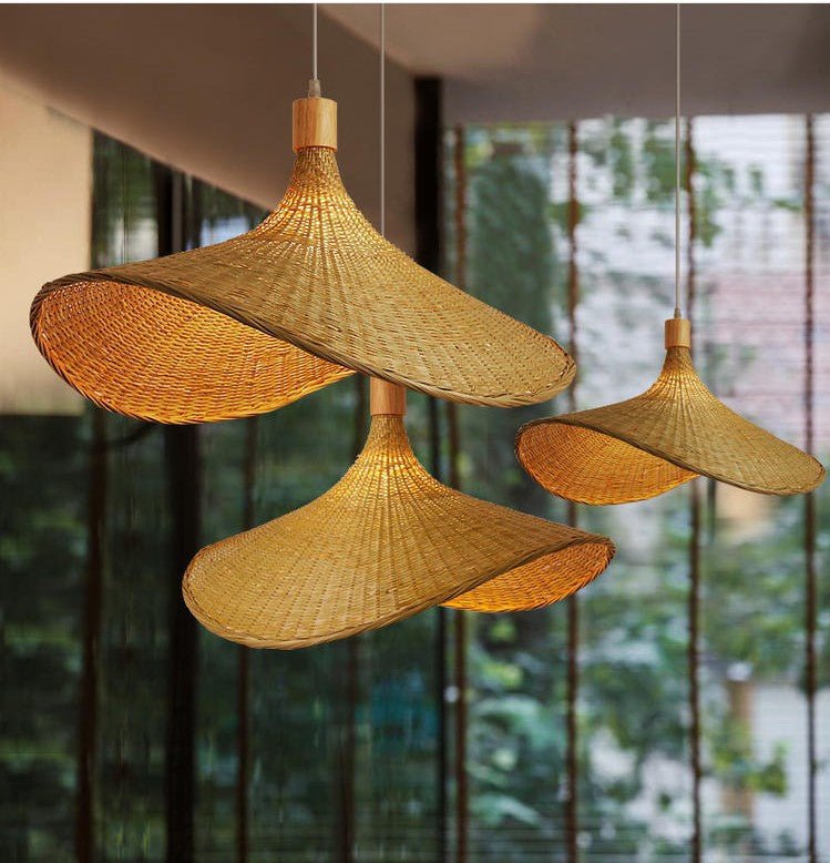 Bambus Gewebter Strohhut - Esstisch Hängeleuchte