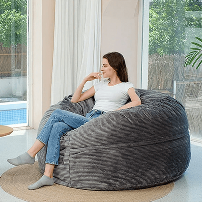 Big Mega XXL Sitzsack aus geripptem Stoff. Inklusive Schaumstofffüllung