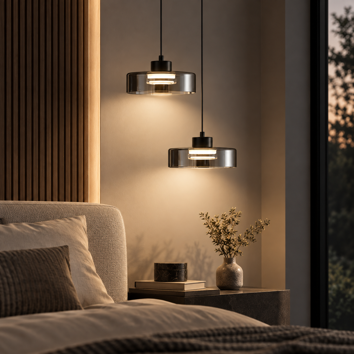 Minimalistische glazen led-hanglamp zwart