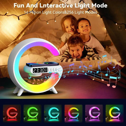 All-in-One Wireless Charger with Speaker, LED + Clock